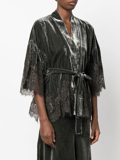 Velvet short kimono