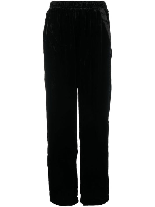 Velvet wide-leg trousers