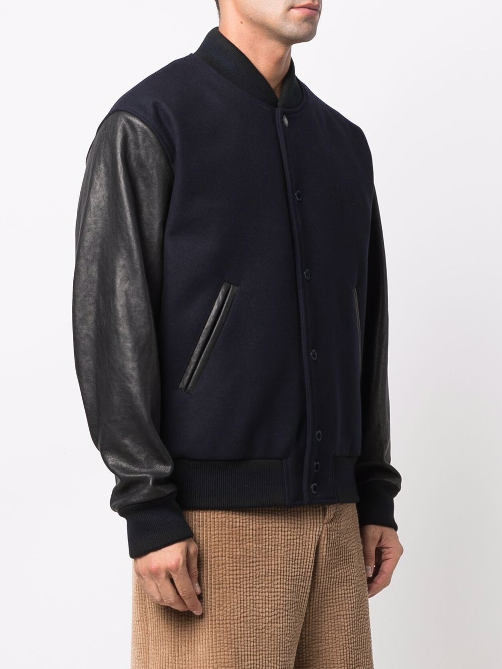 Wool and leather bomber jacket