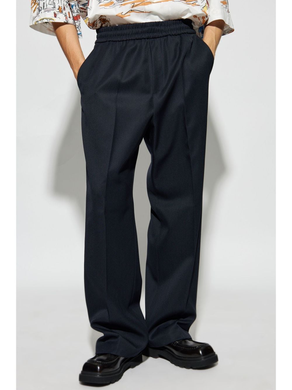 Golden wool blend trousers