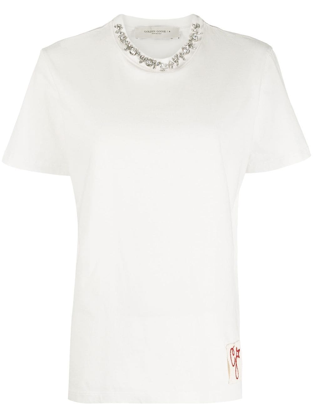 Golden embroidered cotton t-shirt