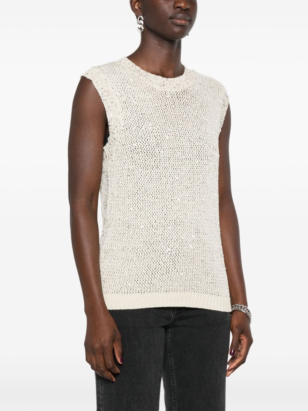 Sequined knitted vest