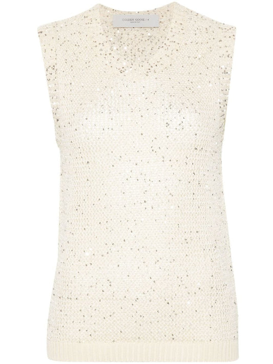 Sequined knitted vest