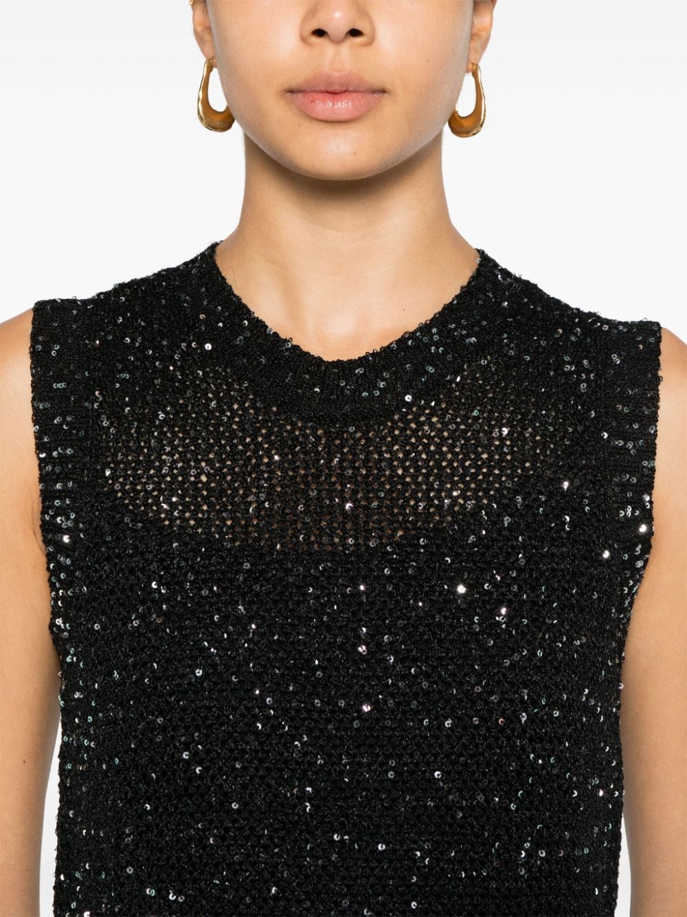 Sequined knitted vest