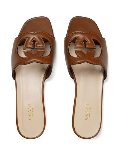 Gg cut-out leather flat sandals