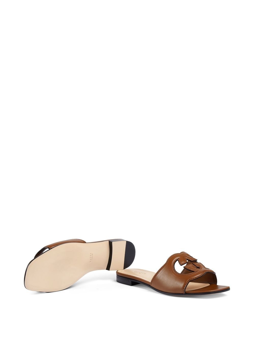 Gg cut-out leather flat sandals