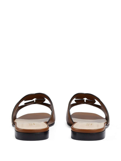 Gg cut-out leather flat sandals