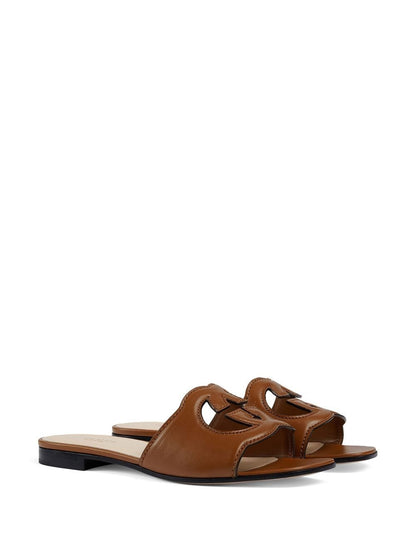 Gg cut-out leather flat sandals