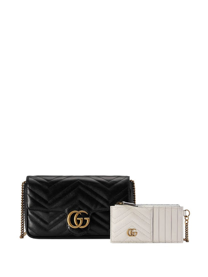 Gg marmont leather mini bag and card case set