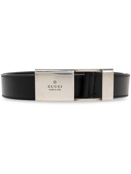 Logo leather belt