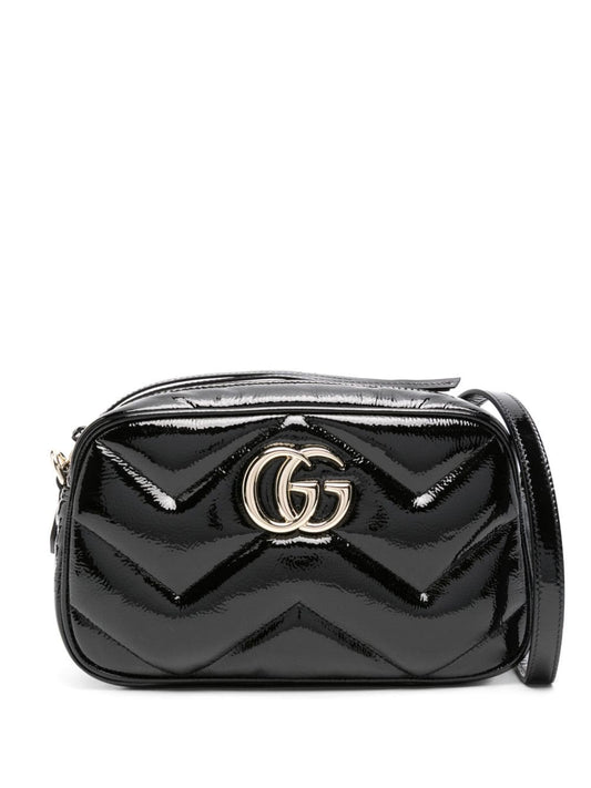 Gg marmont small patent leather shoulder bag