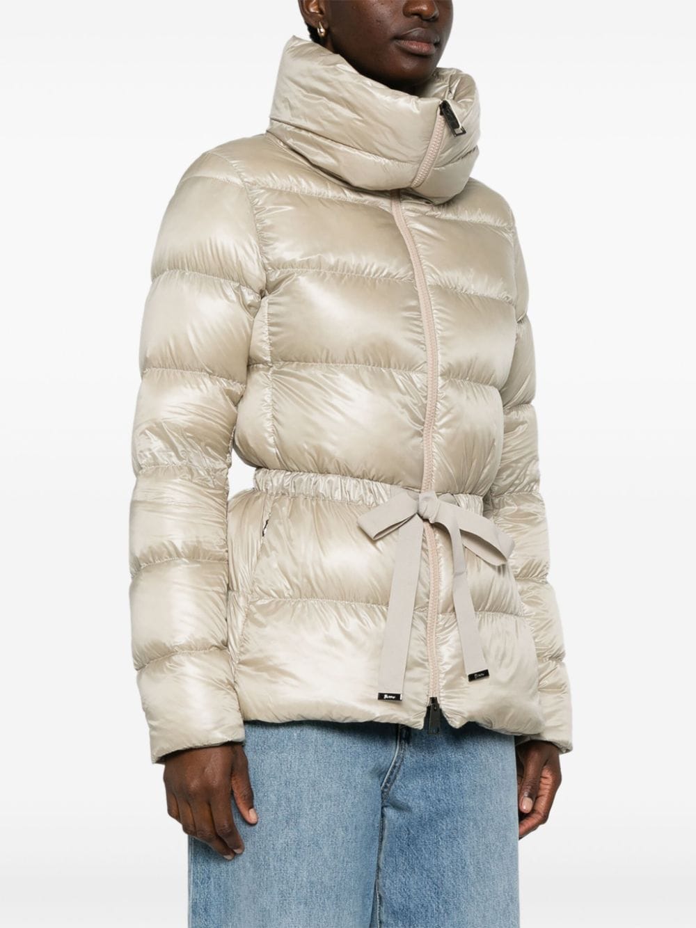 Belted short down jacket