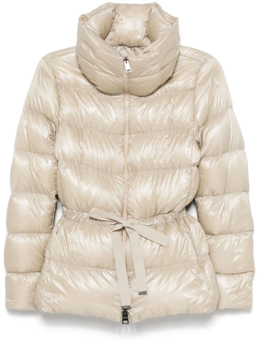 Belted short down jacket