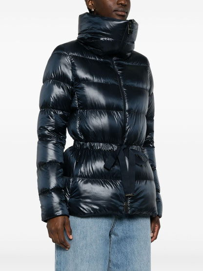 Belted short down jacket