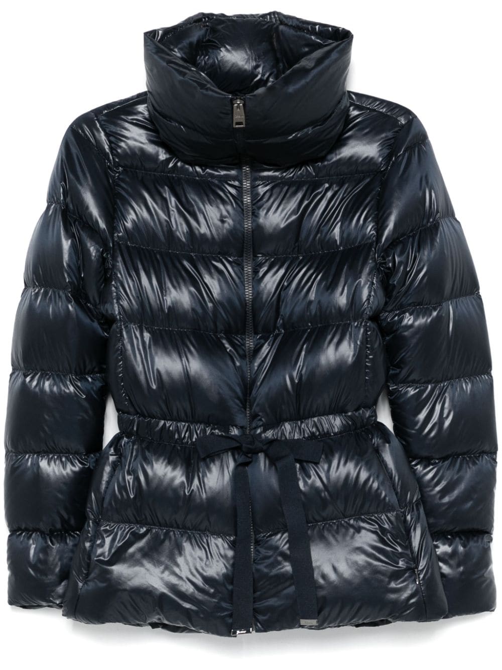 Belted short down jacket