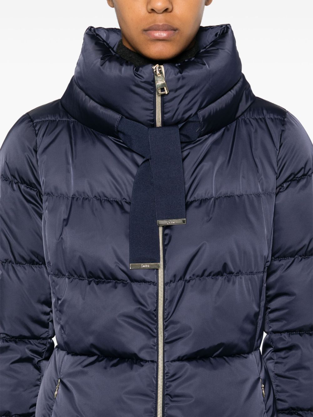 Nylon midi down jacket