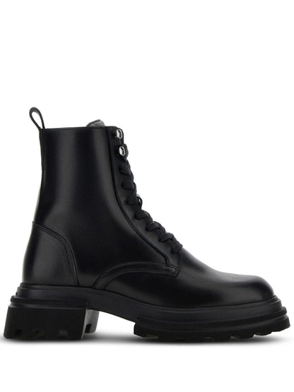 Leather combat boots