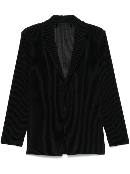 Pleated single-breasted jacket