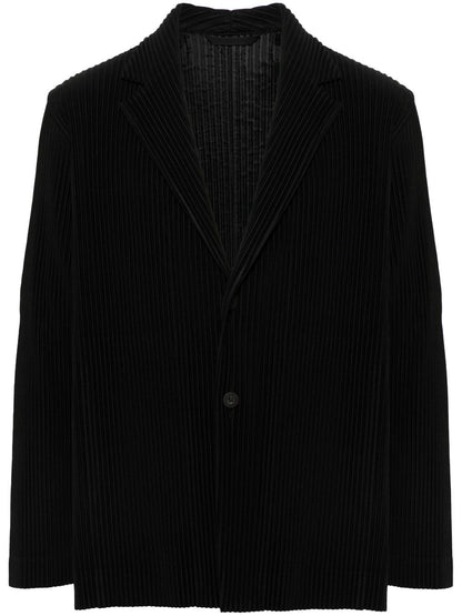 Pleated single-breasted jacket