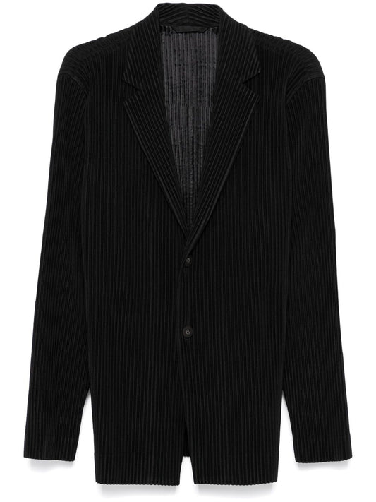 Pleated single-breasted jacket