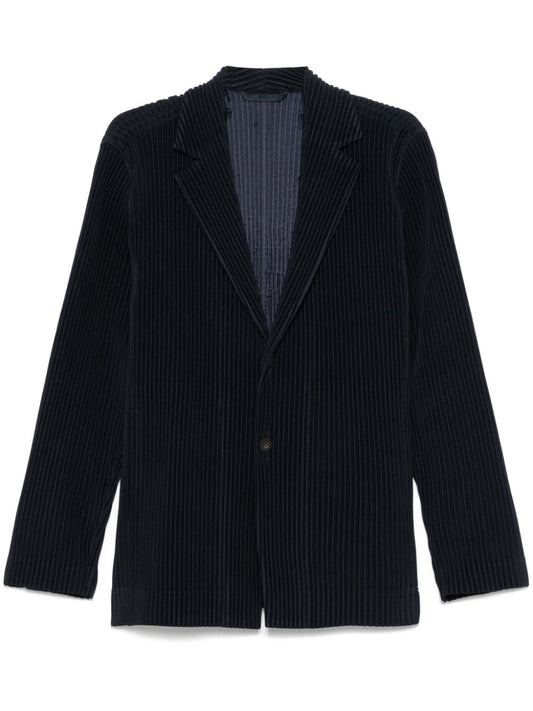 Pleated single-breasted jacket