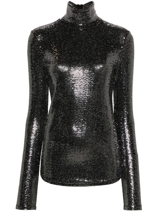 Joyela shiny high-neck top