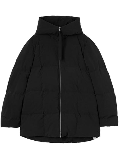 Zipped hooded down jacket