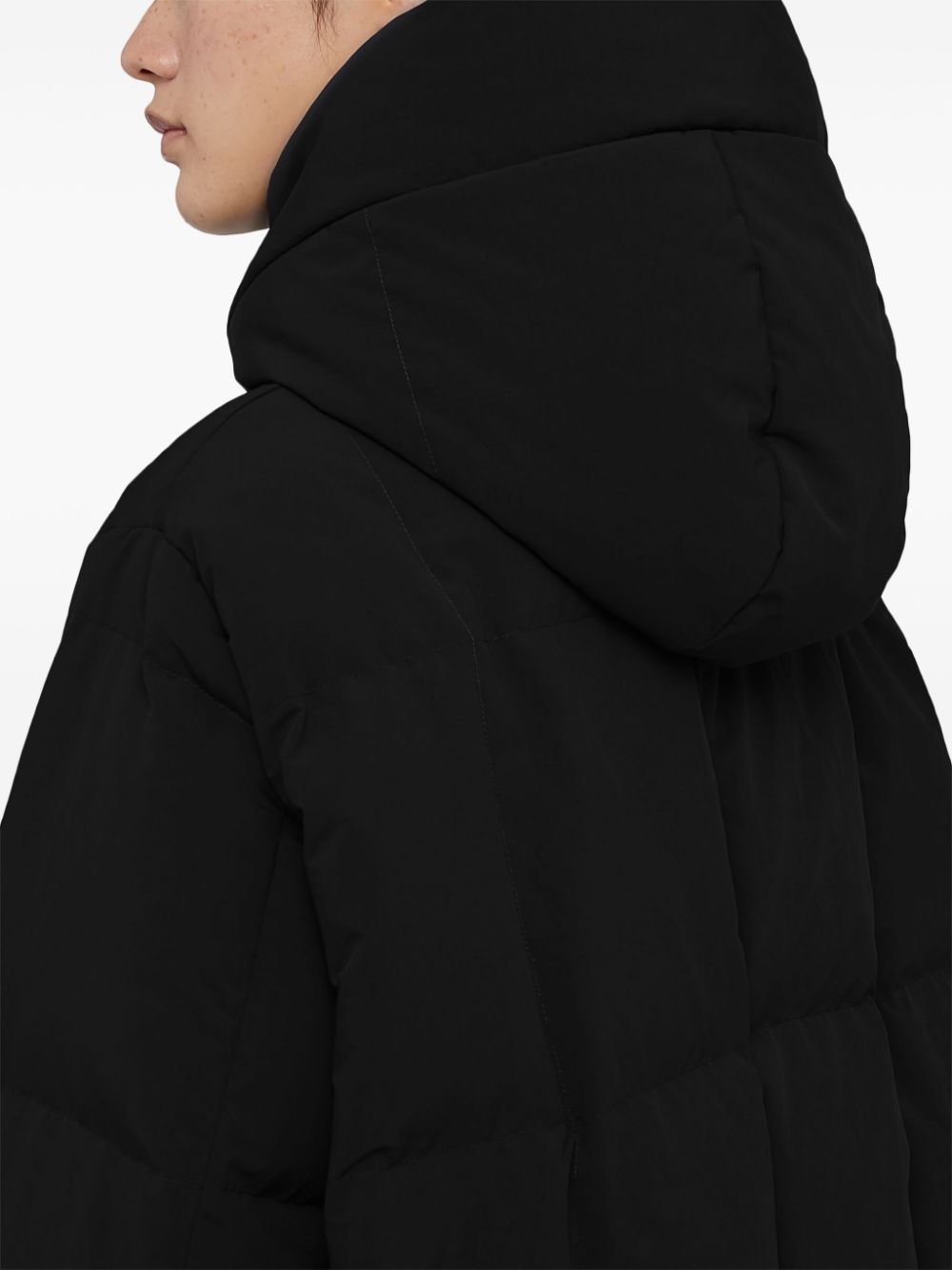 Zipped hooded down jacket