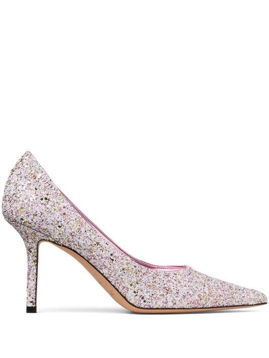 Love 85 glittered leather pumps