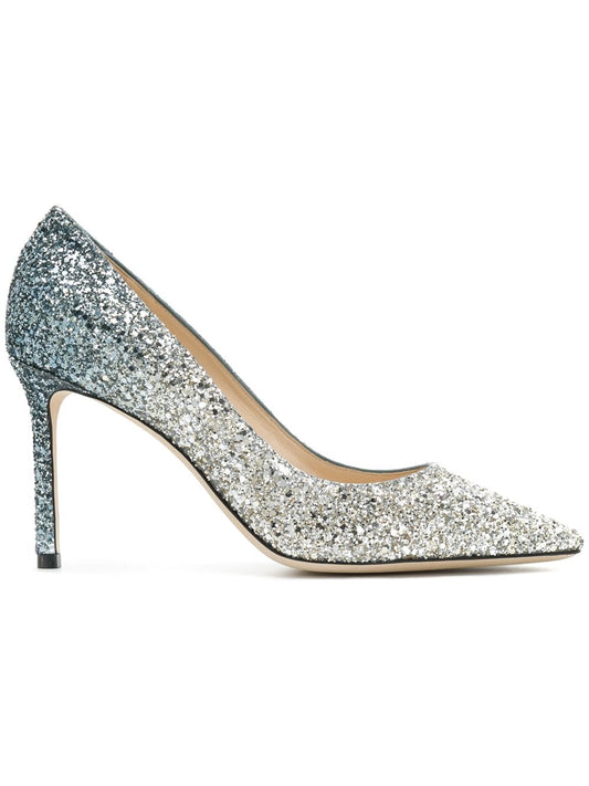 Romy 85 glittered leather pumps