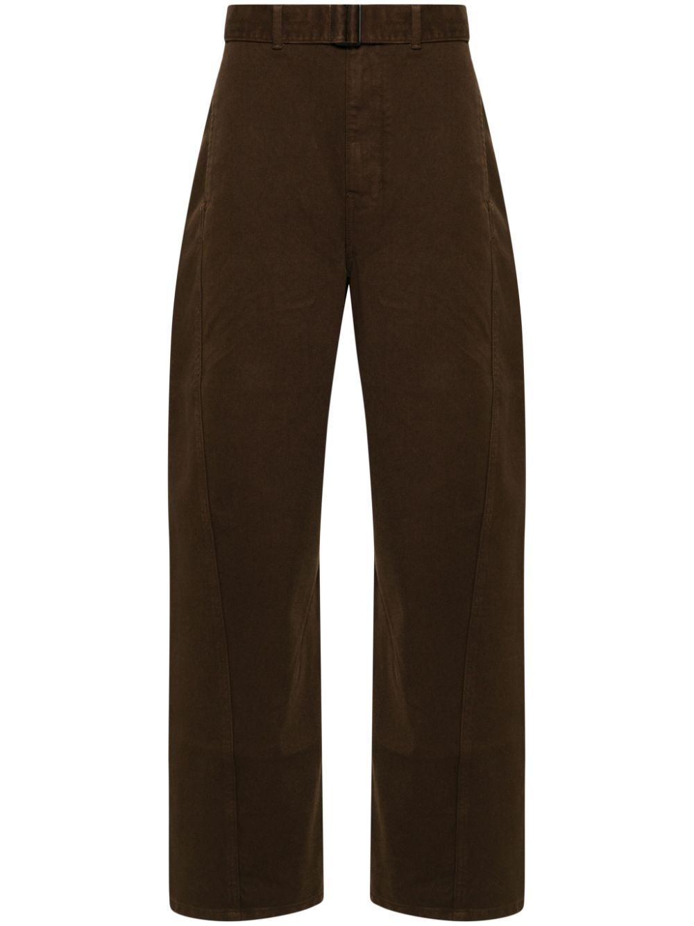 Cotton twisted belted trousers