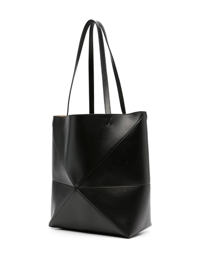 Puzzle fold leather medium tote bag