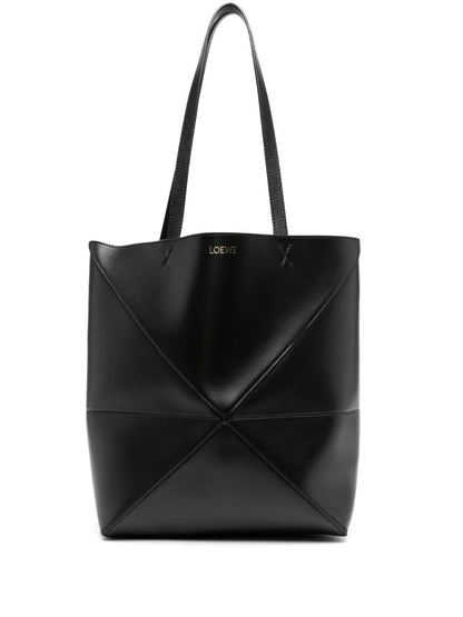 Puzzle fold leather medium tote bag