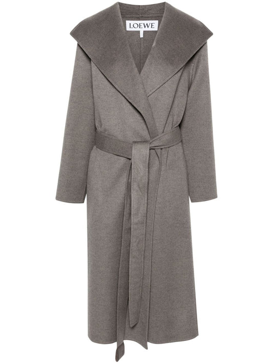 Wool and cashmere blend belted coat