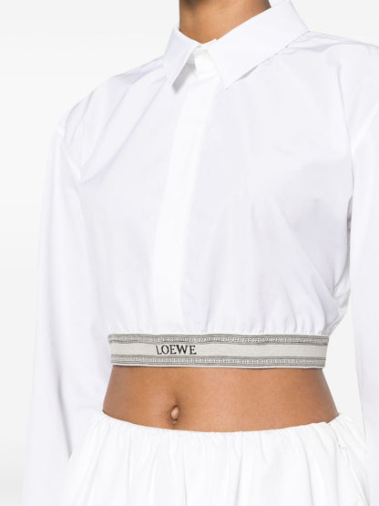 Logo cotton cropped shirt