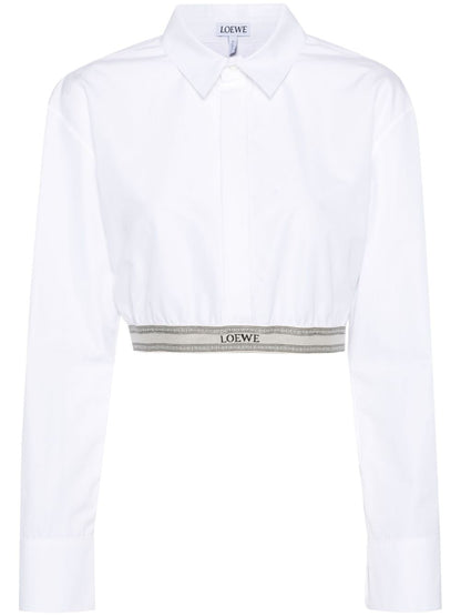 Logo cotton cropped shirt