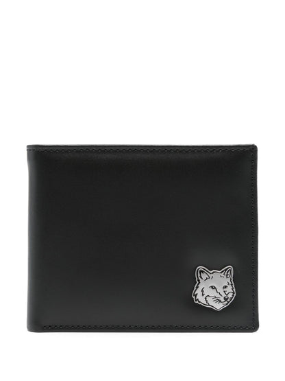 Fox head leather bifold wallet