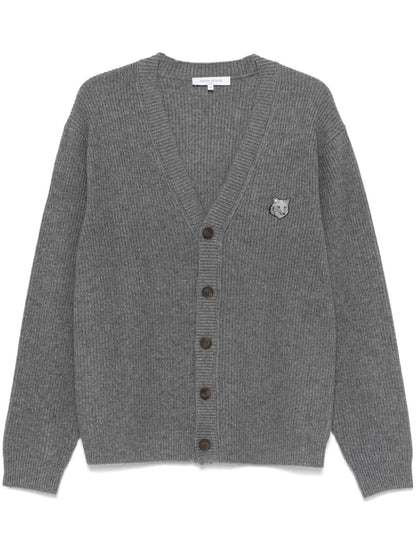 Fox head wool cardigan