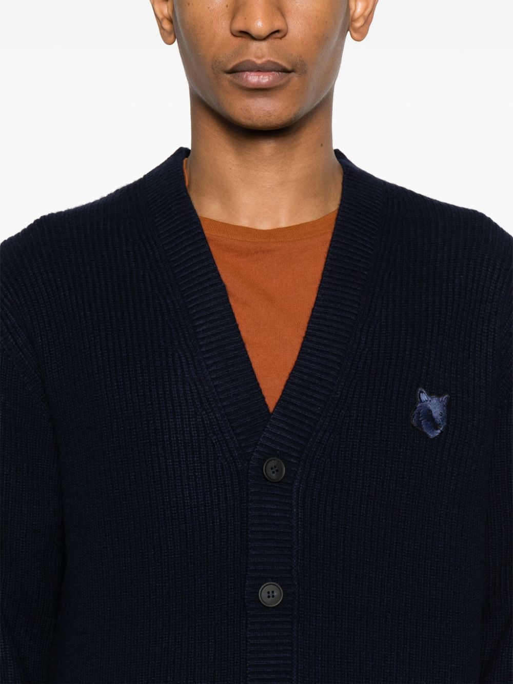 Fox head wool cardigan