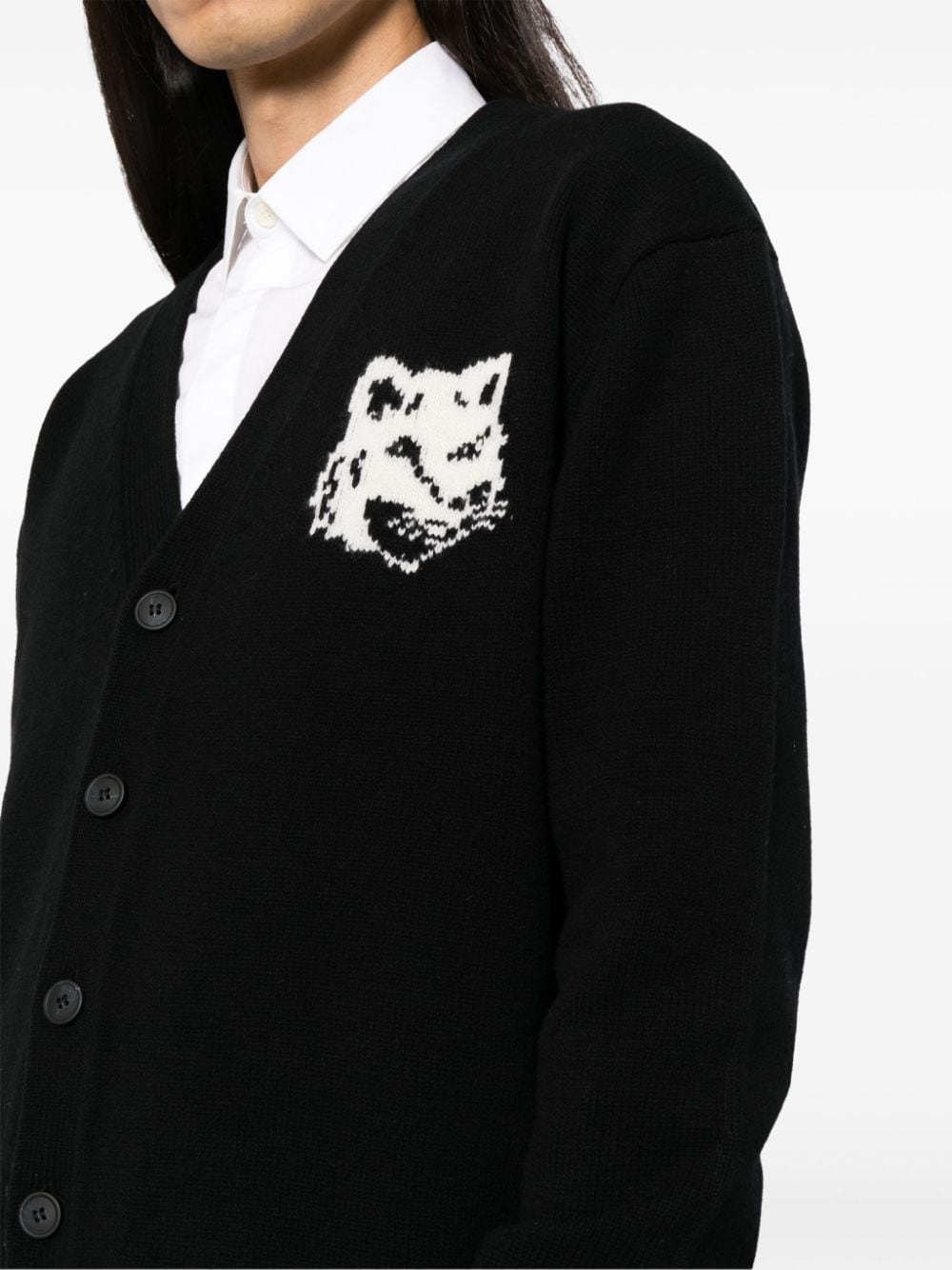 Fox head wool cardigan