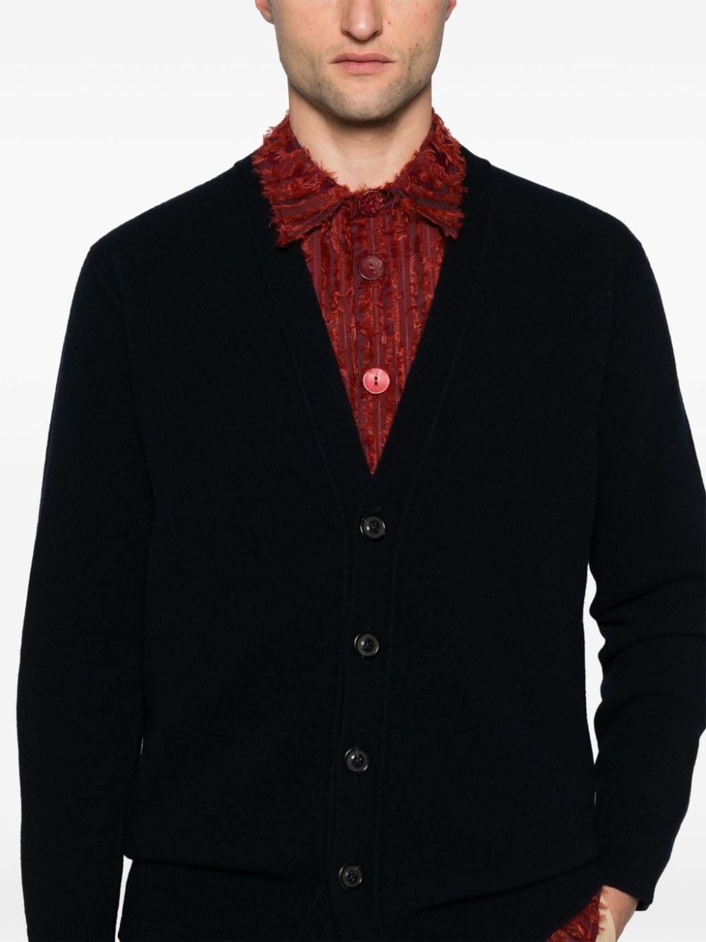 V-necked wool cardigan