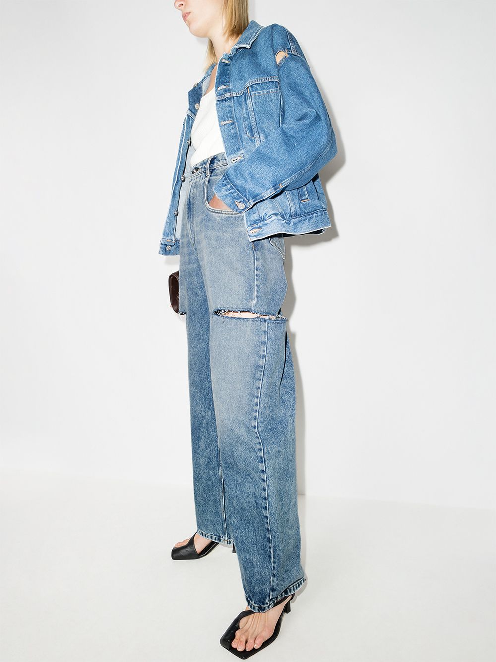 Cut-out denim jeans