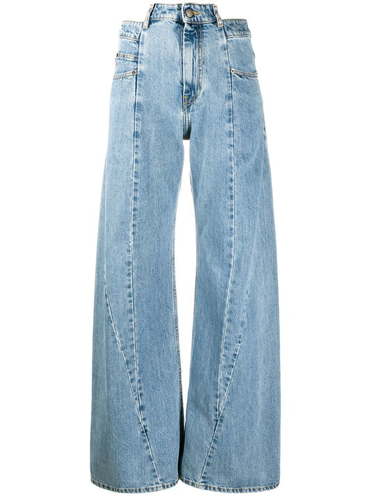 Cut-out waist denim jeans