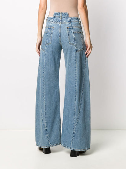 Cut-out waist denim jeans