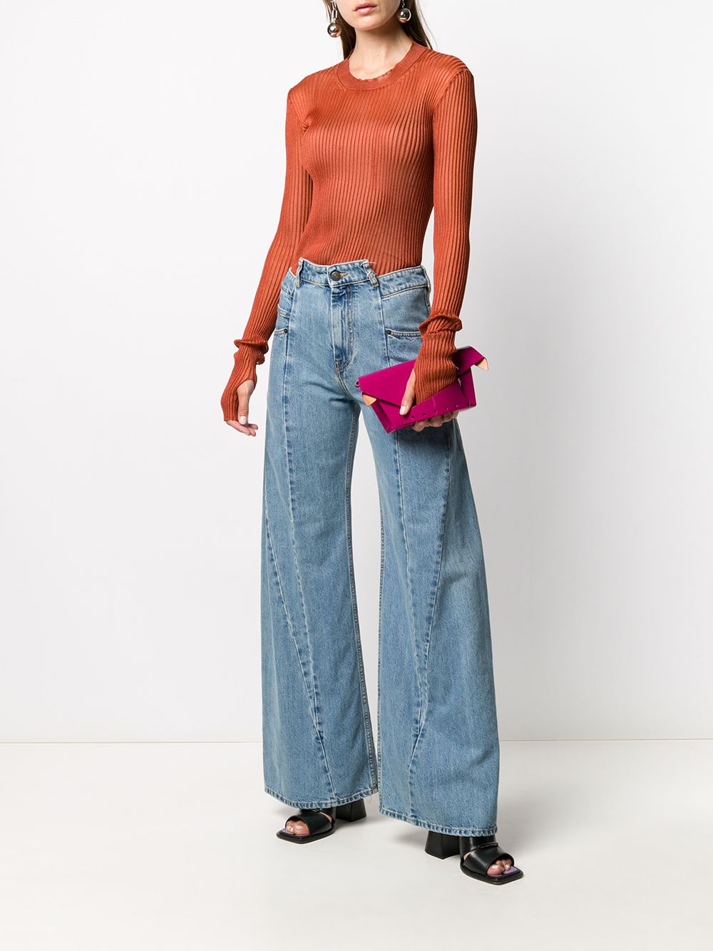 Cut-out waist denim jeans