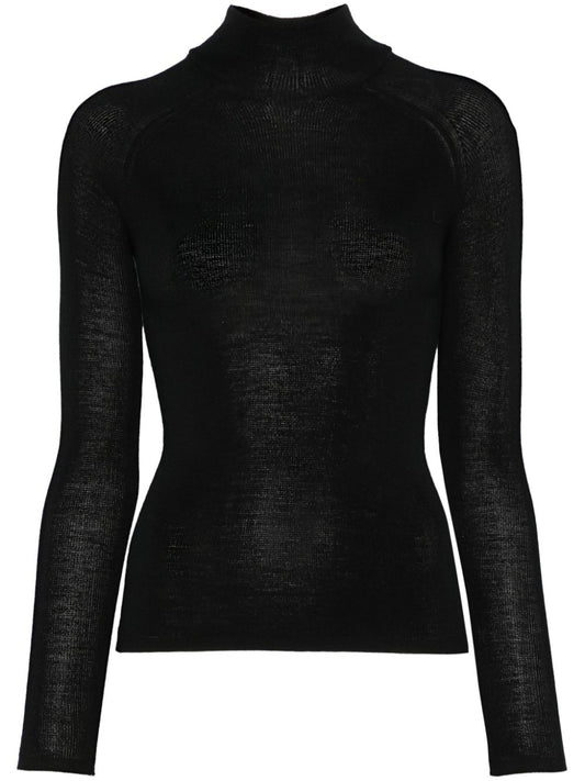 Wool and silk blend high-neck sweater