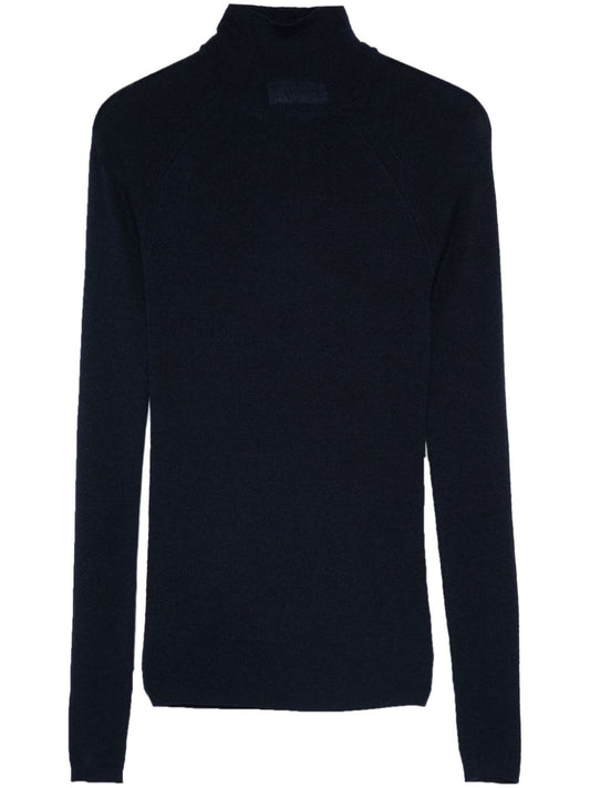 Wool and silk blend high-neck sweater