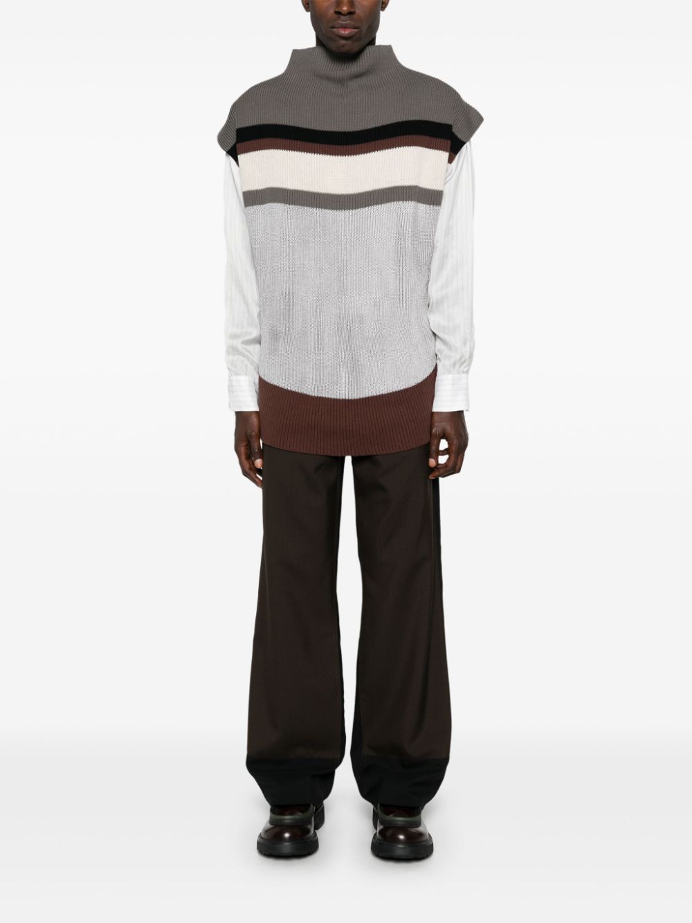 Colorblock wool trousers