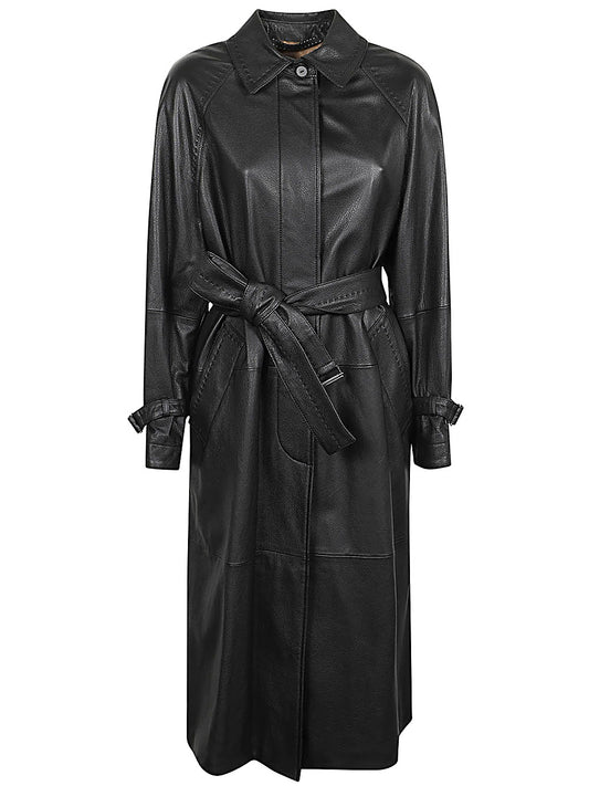 Leather trench coat