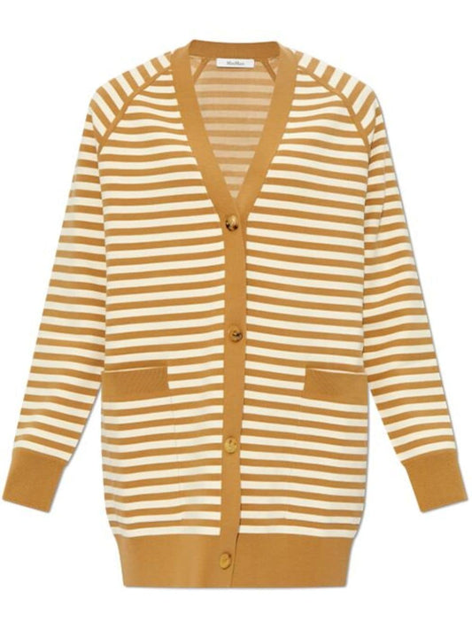 Striped v-necked cardigan